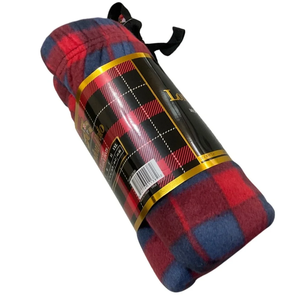 London Polo Micro Fleece Pants Mens Small Red Blue Plaid New Ultra Comfort Cozy